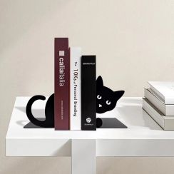 2 Pairs Metal Black Decorative Cat Bookshelf