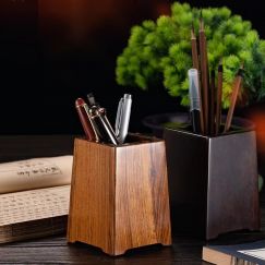 2Pcs Deluxe Wooden Pen Holder